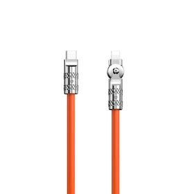 Dudao L24CL USB-C - Lightning kampinis kabelis su 180° pasukimu 30W 1m - oranžinis