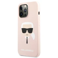 Karl Lagerfeld Silikoninis Karl`o galvos dėklas telefonui iPhone 13 Pro / 13 6.1" - šviesiai rožinis