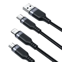 "Joyroom S-A18 3in1" 3,5A USB-A - "Lightning" + USB-C + "MicroUSB" kabelis 1,2 m - juodas