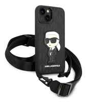 Karl Lagerfeld KLHCP14SSTKMK iPhone 14 6.1" juodas/juodas kietasis dėklas Monograma Ikonik Pleistras