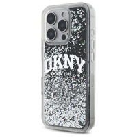 DKNY DKHCP16LLBNAEK iPhone 16 Pro 6.3" juodas/juodas kietas dėklas Liquid Glitter Arch Logo