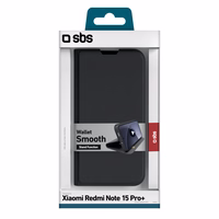 SBS Wallet Smooth dėklas Xiaomi Redmi Note 15 Pro+ with Flip - juodas