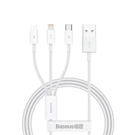 Baseus Superior Series USB-A - USB-C / Lightning / micro USB 3.5A kabelis 1m - baltas