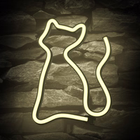 Neon LED Light CAT warm baltas Bat + USB FLNE03 Forever Light