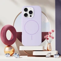 Magnetinis plonas silikoninis dėklas telefonui Iphone 16 Pro violetinis