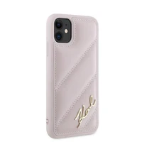 Karl Lagerfeld Diagonal Quilted Script dėklas telefonui iPhone 11 / Xr - rožinis