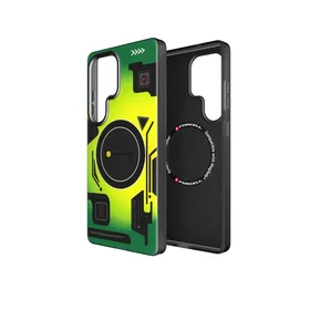 Dėklas telefonui FORCELL F-PROTECT Levels su dviguba 4D technologija, militarinis kritimo testas, suderinamas su MagSafe, SAMSUNG S25 ULTRA, cyber žalias