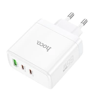 Įkroviklis Hoco 2 x USB-C + USB-A GaN QC PD 65W N30 baltas