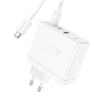 Borofone sieninis įkroviklis BN11 Imperial - USB + 2xType C - QC 3.0 PD 100W su Type C į Type C kabeliu baltas