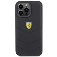 Ferrari dygsniuotas metalo logotipa dėklas iPhone 15 Pro Max – juodas