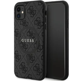 Guess GUHMN61G4GFRK iPhone 11 6.1" XR kietasis dėklas 4G Kolekcija Oda Metal Logo MagSafe - juodas