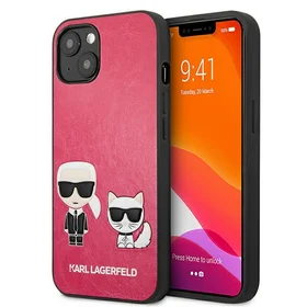 Karl Lagerfeld Ikonik Karl&Choupette dėklas iPhone 13 mini - fuksijos spalvos