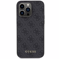 Guess 4G Metal Gold Logo dėklas telefonui iPhone 15 Pro – pilkas