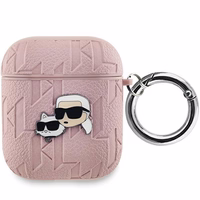Karl Lagerfeld Monogram Karl & Choupette AirPods 1/2 dėklas - rožinis