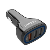 Dudao automobilinis įkroviklis su greitu įkrovimu Quick Charge 3.0 QC3.0 2.4A 18W 3x USB baltas (R7S white)