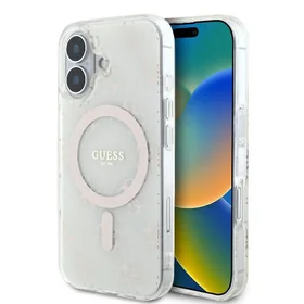 Guess IML 4G fonas Magnetinis dėklas telefonui iPhone 16 - baltas