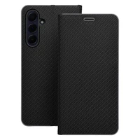 LUNA Book Carbon dėklas telefonui XIAOMI Redmi Note 14 4G (GLOBAL - 163,25mm x 76,55mm x 8,16mm) juodas
