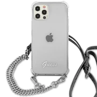 Guess GUHCP12LKC4GSSI iPhone 12 Pro Max 6.7" Skaidrus kietas dėklas 4G Sidabrinė grandinė