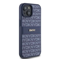 DKNY Odinis mono juosta ir metalinis logotipas dėklas telefonui iPhone 15 / 14 / 13 - mėlynas