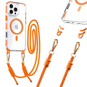 Tel Protect Strap skaidrus dėklas Iphone 13/14 oranžinis