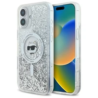 Karl Lagerfeld Liquid Glitter Choupette Head Magnetinis dėklas telefonui iPhone 16 - skaidrus