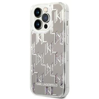 Karl Lagerfeld KLHCP14LLMNMS iPhone 14 Pro 6.1 kietasis dėklas sidabrinis skystas blizgutis Monogram