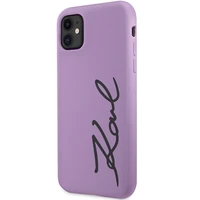 Karl Lagerfeld KLHCN61SKSVGU iPhone 11 / Xr 6.1" violetinis kietas dėklas Silikoninis Parašas