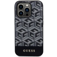 Guess GUHMP14LHGCFSEK iPhone 14 Pro 6.1" juodas/juodas kietas dėklas GCube Juostelės MagSafe