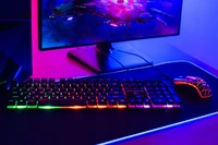 ART komplektas laidinė klaviatūra USB A QWERTY su šviesa + laidinė pelė USB A su šviesa AK-50 juoda