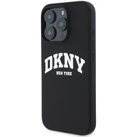 DKNY Silikoninis baltas spausdintas logotipas magnetinis iPhone 16 Pro dėklas - juodas
