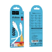 Kabelis silikoninis USB C į USB C Hoco 3A 60W 1 m X124 - juodas