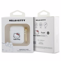 Hello Kitty Silikoninis 3D Kitty galvos dėklas AirPods 1/2 - Balta