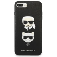Karl Lagerfeld Saffiano Karl&Choupette Galvos dėklas telefonui iPhone 7 Plus / iPhone 8 Plus - juodas