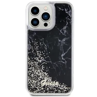Guess GUHCP14XLCSGSGK iPhone 14 Pro Max 6.7" juodas/juodas kietas dėklas Liquid Glitter Marble