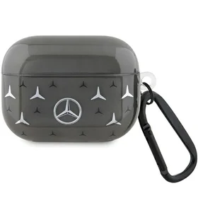 Mercedes MEAP8DPMGS AirPods Pro dėklas su didelio žvaigždės rašto dizainu, juodas