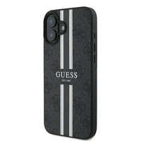 Guess 4G Spausdintų juostų MagSafe dėklas telefonui iPhone 16 Plus - juodas
