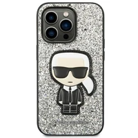 Karl Lagerfeld KLHCP14XGFKPG iPhone 14 Pro Max 6.7 "kietas dėklas sidabrinis / sidabrinis Blizgančios Dalelės Ikonik