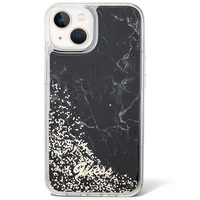 Guess Liquid Glitter Marble dėklas telefonui iPhone 14 - juodas
