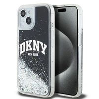 DKNY skystojo blizgučio didelio logotipo dėklas telefonui iPhone 15 Plus / 14 Plus - juodas
