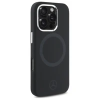 Mercedes silikoninis toninis logotipas Magnetinis dėklas telefonui iPhone 16 Pro - juodas