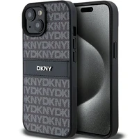 DKNY Odinis mono juosta ir metalinis logotipas dėklas telefonui iPhone 15 Plus / 14 Plus - juodas