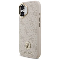 Guess 4G Strass Logo & Big Strap Metal Buttons Magnetinis dėklas telefonui iPhone 17 - rožinė
