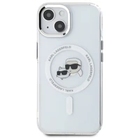 Karl Lagerfeld IML Metalinė Karl&Choupette galva MagSafe dėklas iPhone 15 - baltas