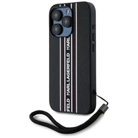 Karl Lagerfeld Saffiano Athleisure Stripes Cord dėklas telefonui iPhone 15 Pro Max - rožinis