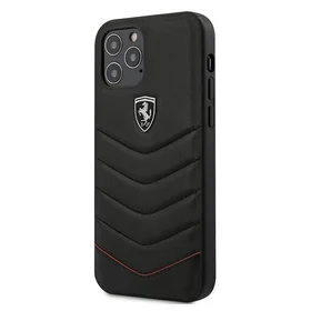Ferrari FEHQUHCP12LBK iPhone 12 Pro Max 6.7" juodas/juodas kietas dėklas Off Track Quilted