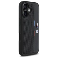 BMW M perforuota trispalvė linija iPhone 16 dėklas - juodas