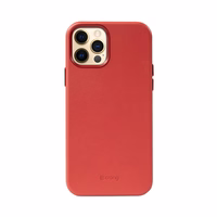 Crong Essential Cover - iPhone 12 Pro Max Faux Leather dėklas (raudonas)