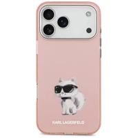 Karl Lagerfeld IML Aquarelle Choupette & Logo Magnetinis dėklas telefonui iPhone 17 Pro Max - rožinis
