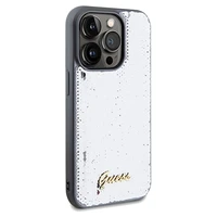 Guess Sequin Script Metal dėklas telefonui iPhone 14 Pro - sidabrinis