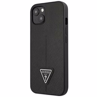 Guess GUHCP14MPSATLK iPhone 14 Plus 6.7 "juodas/juodas kietas dėklas SaffianoTriangle Logo